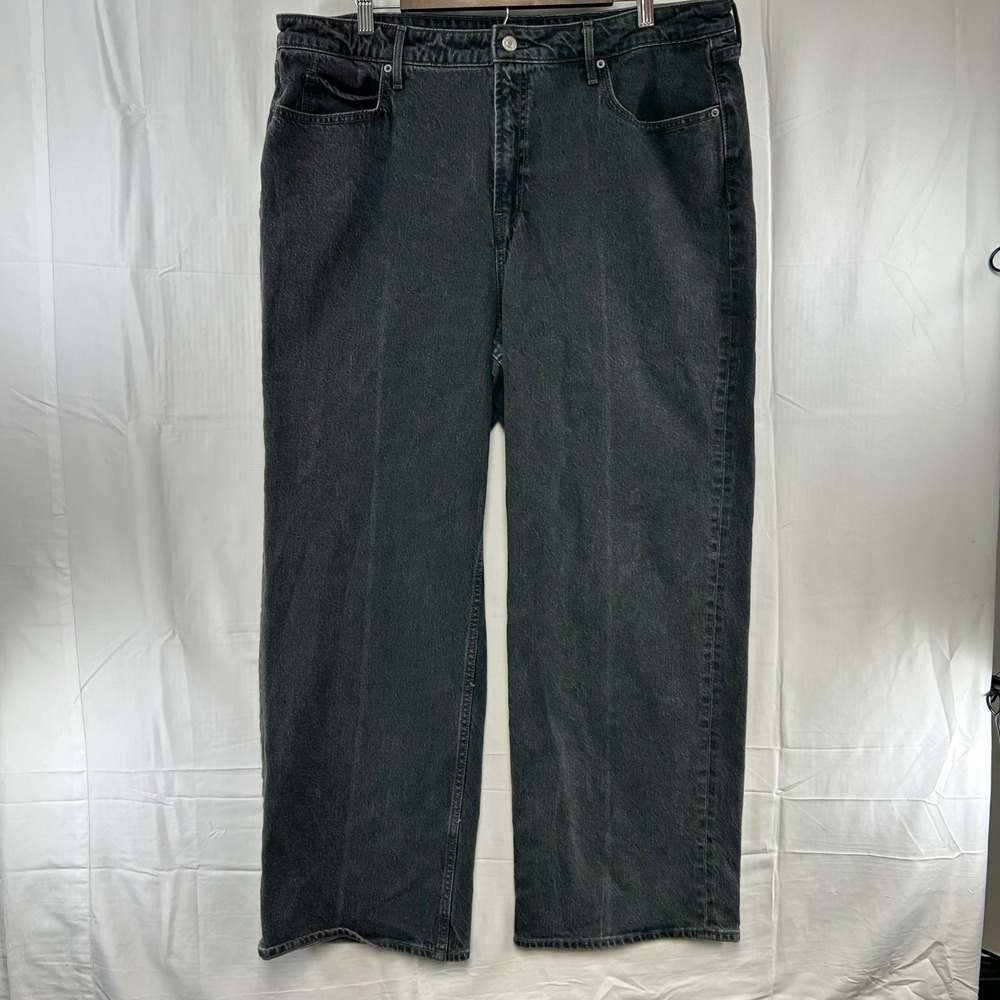 Old Navy‎ Wide Leg Jeans Womens 18 Black Extra High-Rise Faded Wash